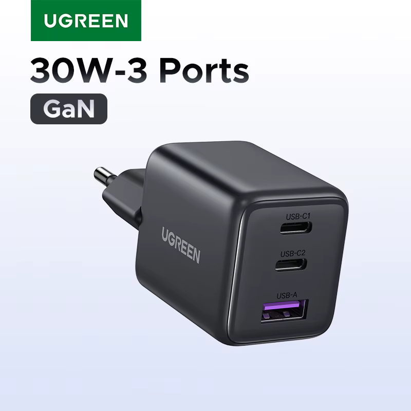Ugreen 30w מטען pd 3.0 qc4.0 USB מטען עבור iphone 16 15 14 samsung pro s25 xiaomi לוח ipad אוויר pad