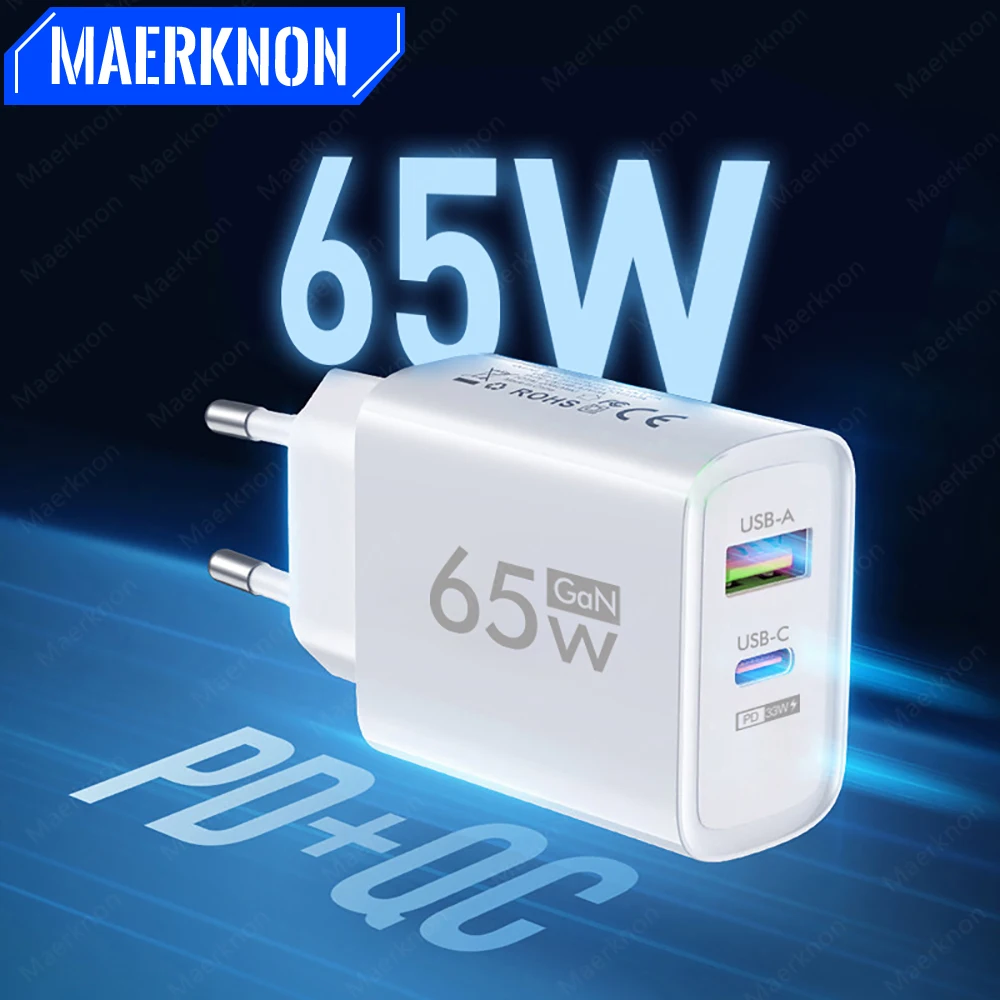65w gan usb USB סוג C טעינה מהירה מתאם טלפון נייד עבור iPhone xiaomi Samsung huawei eu/לנו תקע
