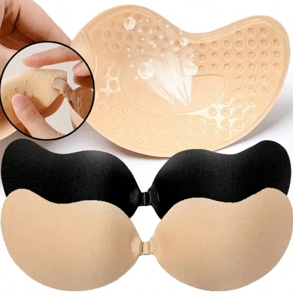 Waelshop נשים FINETOO 1 זוג נשים תחתונים בלתי נראים nubra חזה תיקול צבעוני היפואלרגני מנגו כ