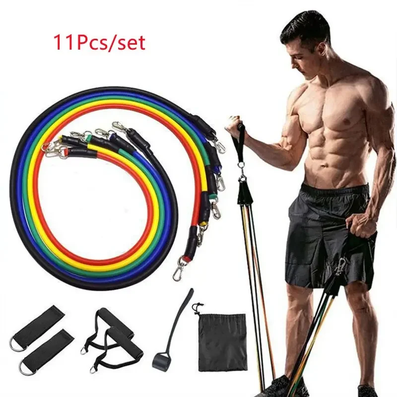 Waelshop ספורט ובידור סט של 11 רצועות עמידות TPE, רצועות עמידות עם מחזיק דלת, ידיות, תיק נשיאה, רצ